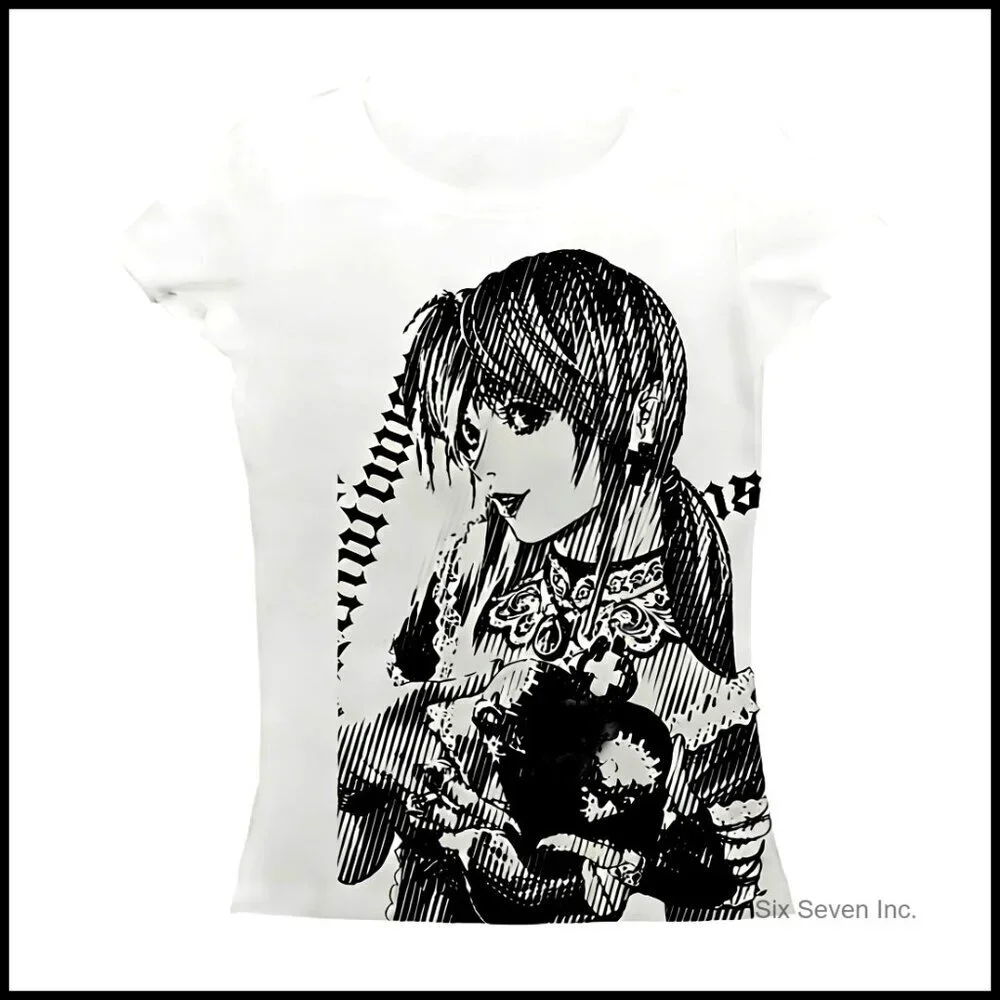 Y2K Graphic Baby Tee Vintage Emo Grunge Crop Top Polyester Summer Trendy